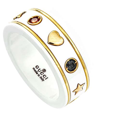 gucci icon enamel ring|Gucci icon ring with gemstones.